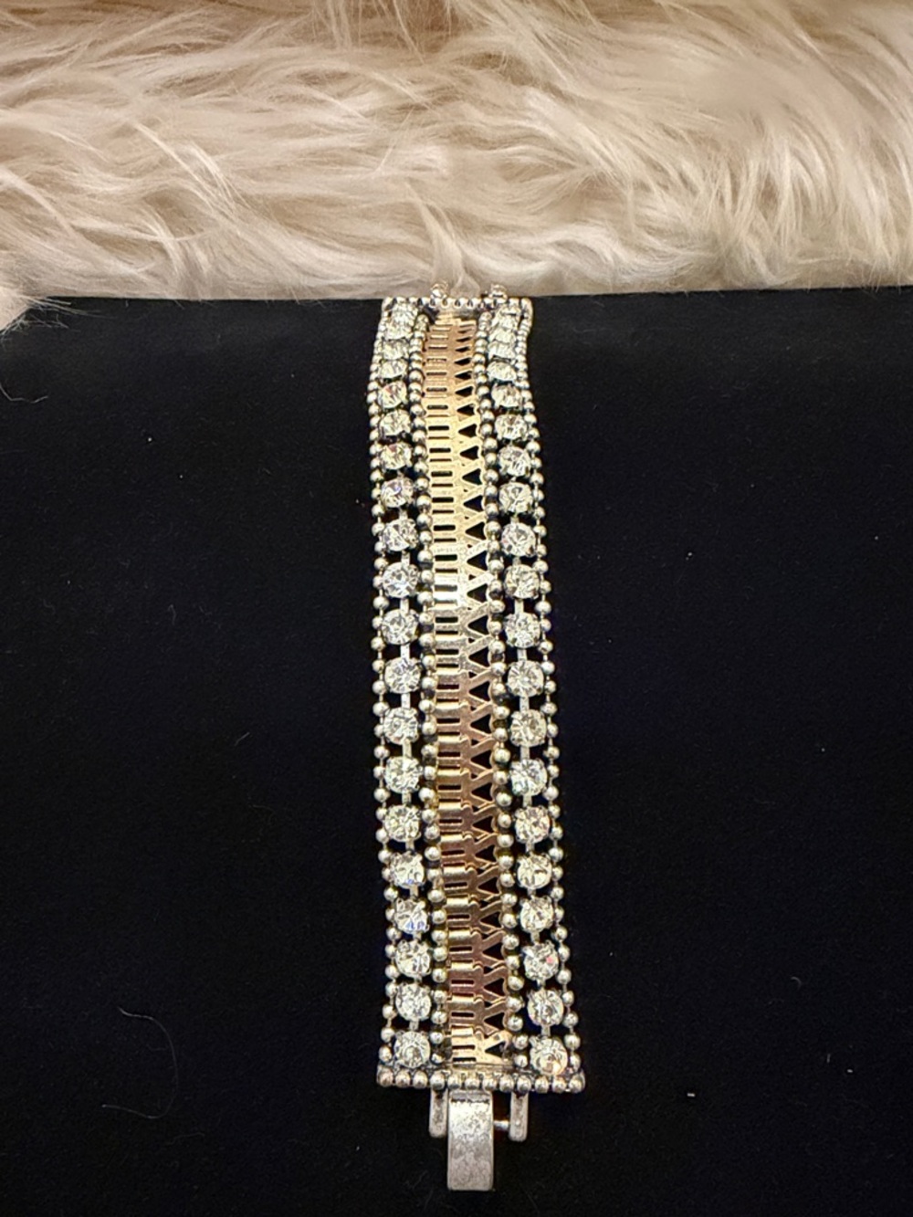 Stella & Dot Gold and Clear Crystal Multi-Row Bracelet